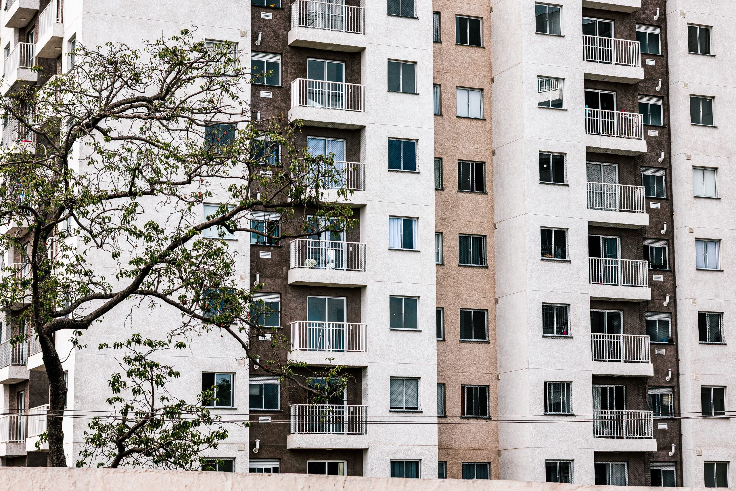Résidence élégante balcons arbres verdoyants