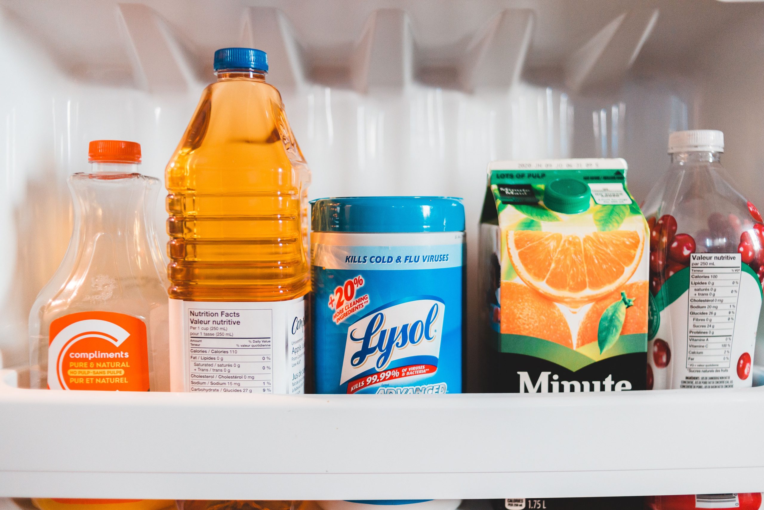 Jus naturels frigo avec lingettes stérilisantes antibactériennes